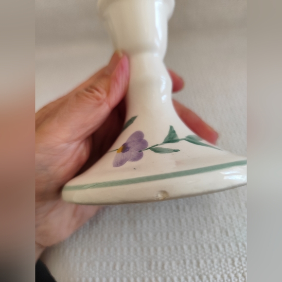Vintage Porcelain Candle Holder with purple followers. - Picture 4 of 8